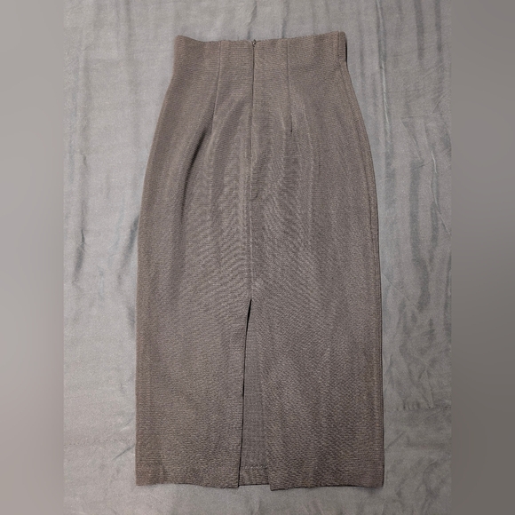 Vintage 90s THE ICING faux fur collar and cuffs two-piece suit pencil skirt sz 4 - Picture 9 of 14
